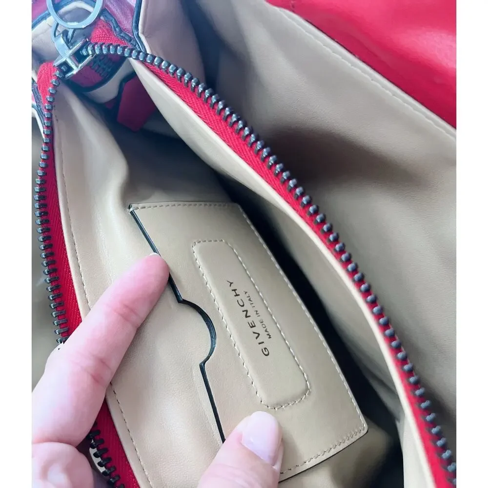 Givenchy Red Leather Shoulder Hand Bag Purse - Picture 8 of 10